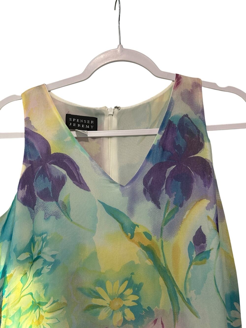 Vtg Spenser Jeremy Silk Maxi Dress Watercolor Floral Fairy Tiered Sleeveless 12